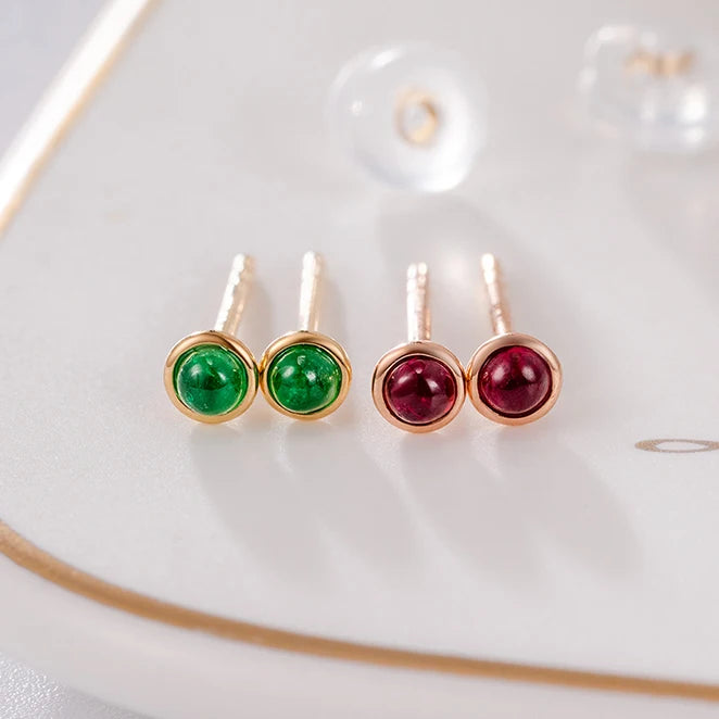 Wholesale Classic Style Real 18k Gold Natural Ruby Emerald  Earrings