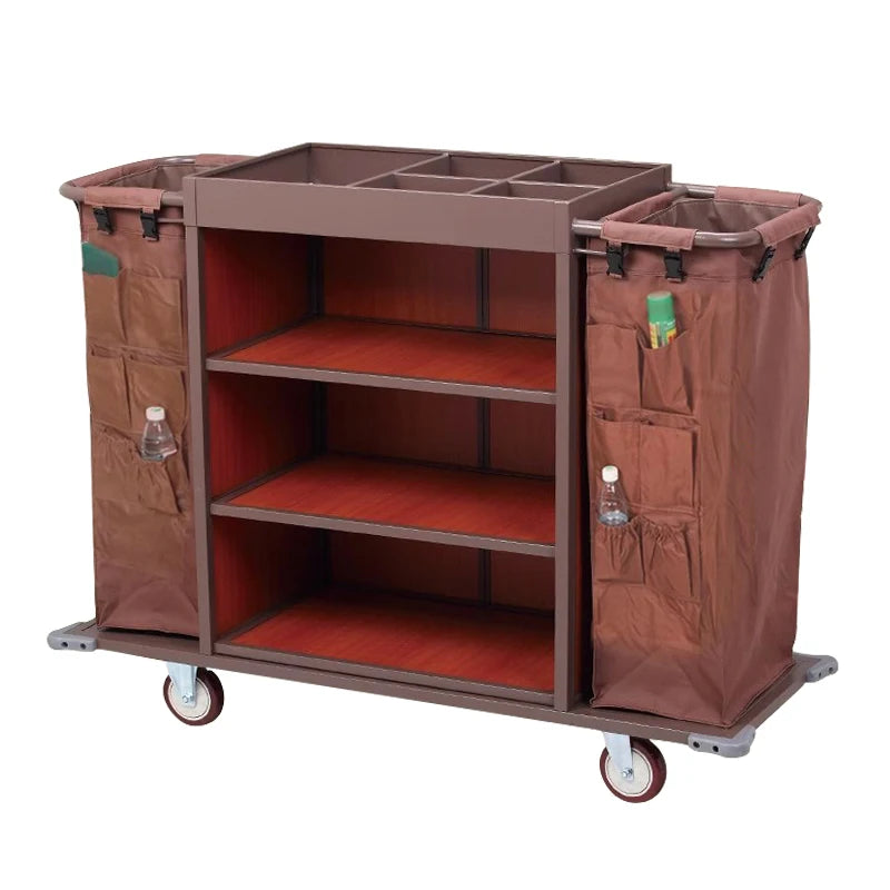 Commercial Wholesale Hotel Cleaning Service Linen Trolley Stainless Steel Housekeeping Maid Cart