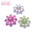 Custom Jewelry Flower Brooch Enamel Glitter Pink/Green Gifts Fashion Women Charm Rhinestone Dress Decoration