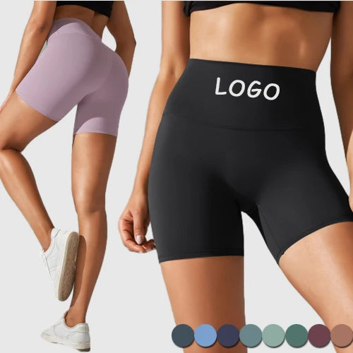 Wholesale Custom High Waist Tummy Control Workout Yoga Shorts for Women Casual Biker Shorts Hot Gym Clothing Seamless Yoga Pants