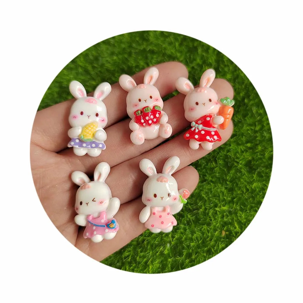 Kawaii Rabbit Easter Flat Back Resin Cabochons Scrapbooking DIY Craft Accessories Phone Case Slime Charms