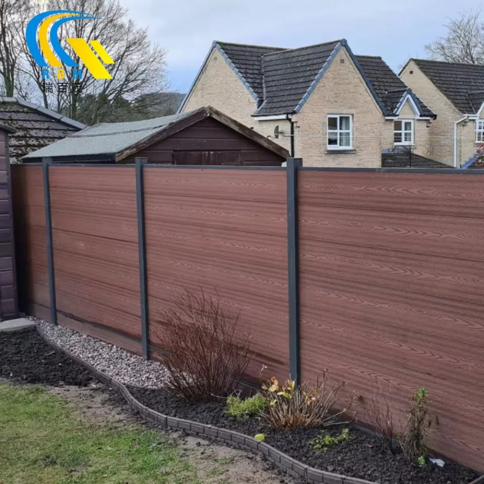 Security Louver Fence and Gate for Outdoor Spaces Easy-to-Assemble WPC Garden Fence for Pool Usage