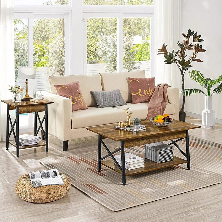 Modern Custom Simple Coffee Table Wooden Center with Steel Leg for Living Room Home Furniture