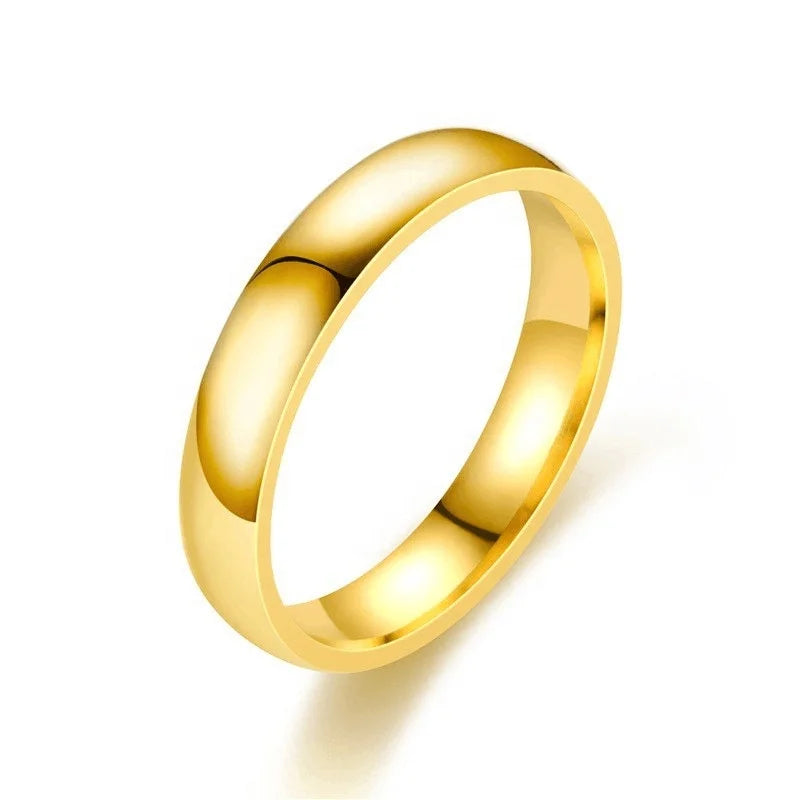 Modern 4MM Smooth Titanium Steel Ring Elegant Couple Ring for Stay on Trend