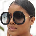 2022 Glafors Fashion Glitter Sunglasses for Women Luxury Designer Polygon Shades with Gold Frame and UV400 Acrylic Lenses