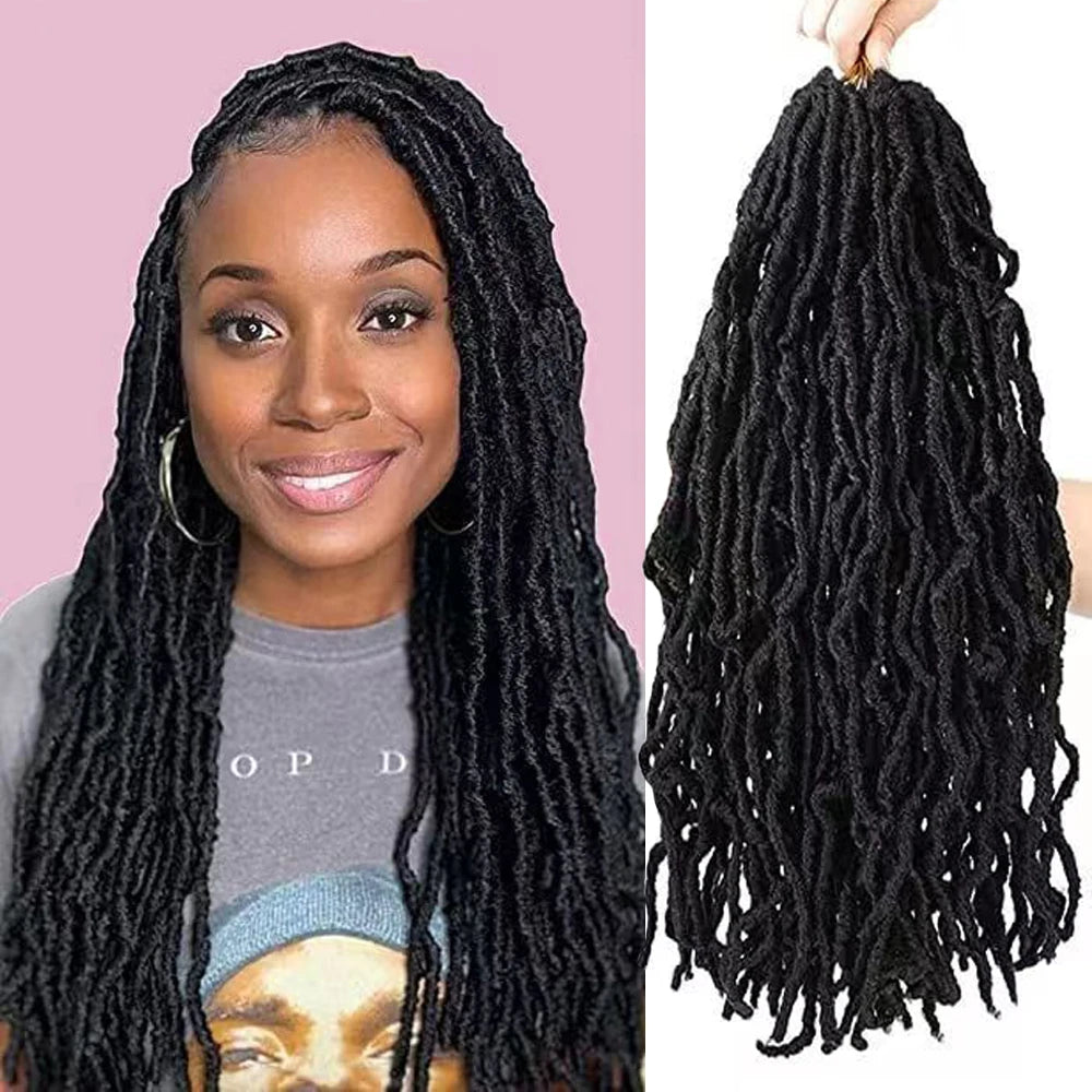 Wholesale New Pre-Looped Faux Locs Synthetic Hair Extensions Soft for Locs Crochet Braiding High Temperature Fiber Black Color
