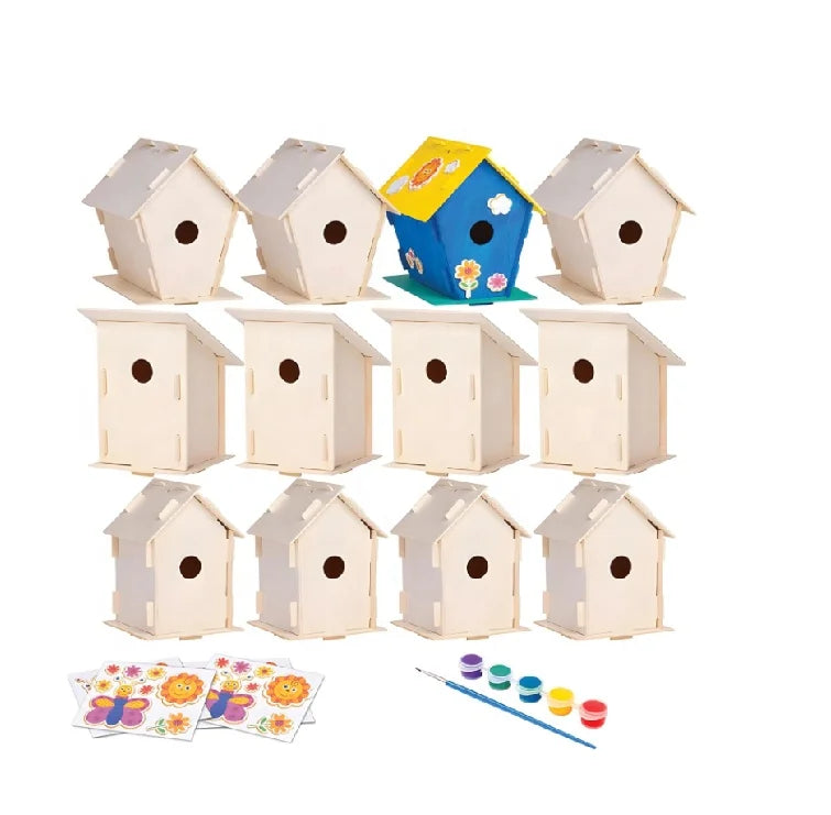 Creative Arts and Crafts Set for Kids and Adults Unfinished Wood Birdhouse Kits DIY Wooden Birdhouses