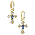 ZUOLA High Quality Trendy 18k Gold Plated Eco-Friendly Brass Zircon Cross Drop Earrings  for Women
