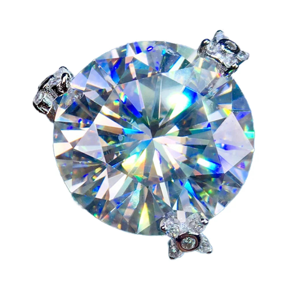 Silver 925 Original 13 Ct Diamond Test Sparkling Big D Color Moissanite Wedding Ring for Women Fine Jewelry