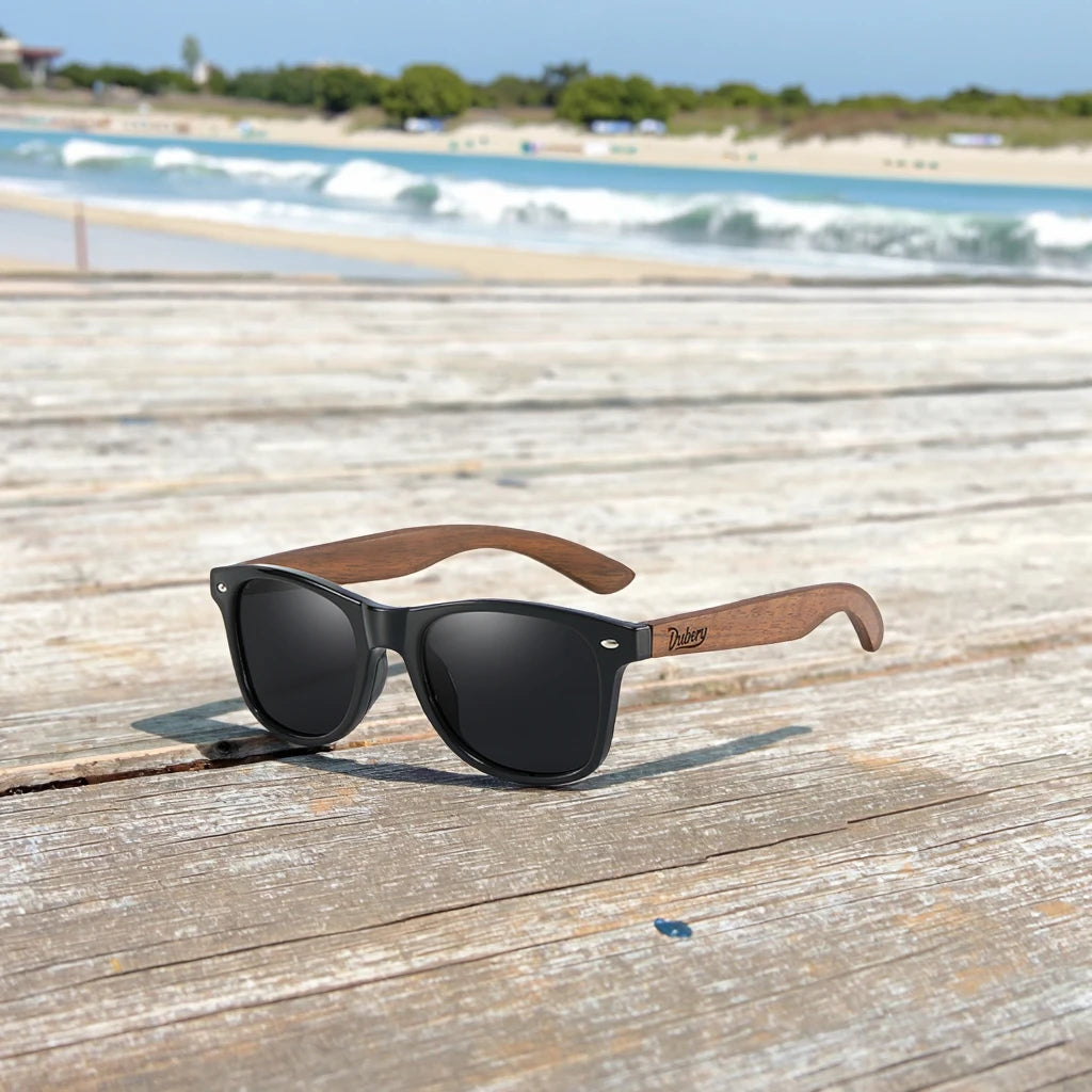 DUBERY 2026 Classic Wooden Sunglasses Square Polarized UV400 Lenses Unbranded Black Red Green Blue Yellow Options for Men Women