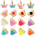 New Colourful Tea Water Coffee Cup Enamel Oil Dropped Charm Pendant 18K Gold Plated Colour Pearl Necklace Bracelet Supplies L51