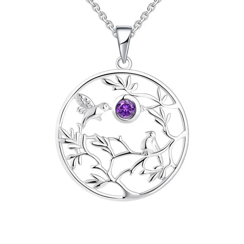 Factory Sale Low Price 925 Sterling Silver Spring Bird and Tree Leaf Pendant Charm Necklace Custom Jewelry for Friend