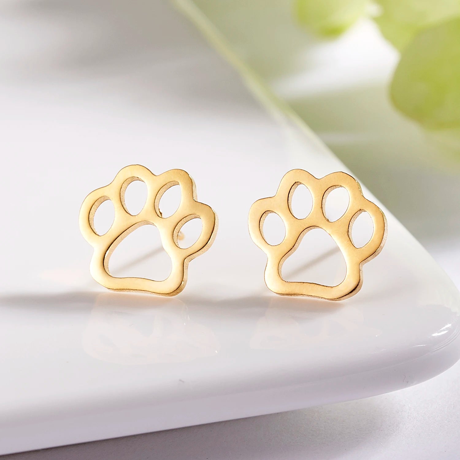Cute 316 L Stainless Steel Real Gold Plated Silver Gold Simple Animal Cactus Guitar Stud Earrings