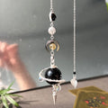 Wholesales Obsidian Sphere Witchcraft Pendulum Healing Stones Silver Coated Wire Pendant for Car Hanging Gifts