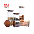 Sunuo wholesale kitchen storage jar handmade glass storage jar with cork lid christmas candy food jar