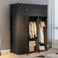 Modern 8-Door 2-Hanger Checkered Black Plastic Wardrobe Extendable Portable Tool-free Assembly Gym School Bedroom Living Room