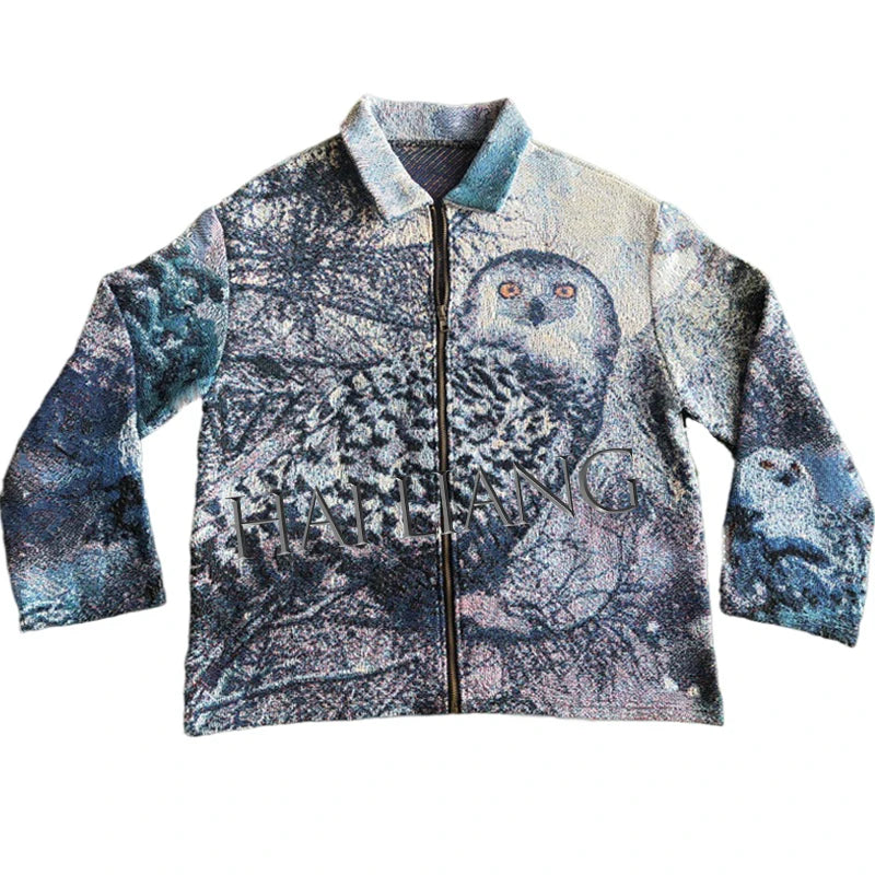 New Design Men's Woven Tapestry Jacket Custom Oversized Jacquard Blanket Clothes Outside Tapestries Jackets for Men