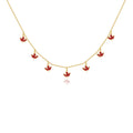 FUAMAY Silver 925 Red Enamel Maple Leaf Charm Chain Necklace Gold Plated Maple Leaf Chain Necklace