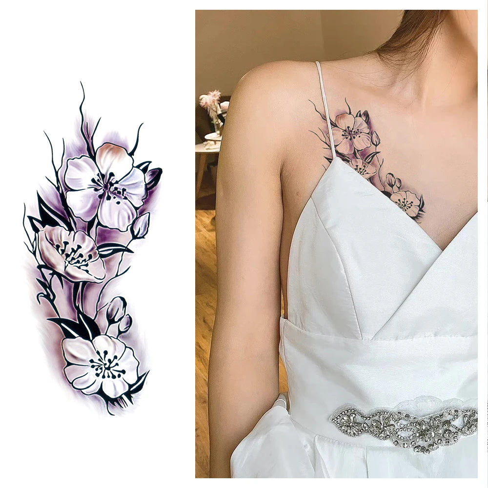 Flower Arm  Tattoo Sticker for Man Women Water Transfer Temporary  Flowers Tattoos Stickers