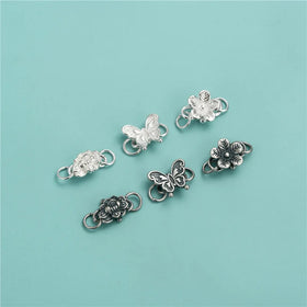 925 Sterling Silver Lotus Flower Butterfly Double Ring Connection Clasp for Jewelry Making Accessories Supplies