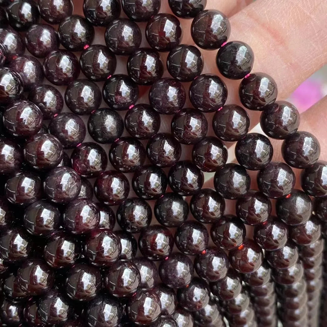 Wholesale Healing Stones Natural Gemstone Polished Loose Round Garnet Beads for Jewelry Making Material DIY Bracelet