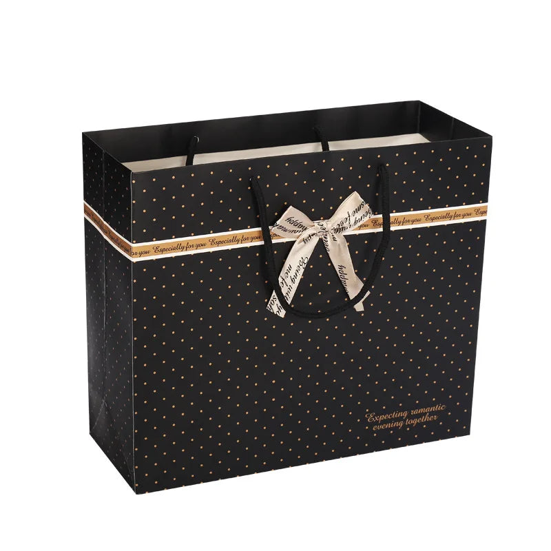 Personalized Design Logo Printed Art Paper Recyclable Customizable Shopping Gift Bag with Rope Ribbon Handles