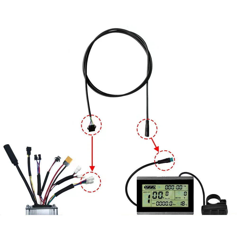 Electric Bicycle Accessories Ebike 5 Pin Extension Cable KT Display Waterproof Connector SM Connector Conversion Cable