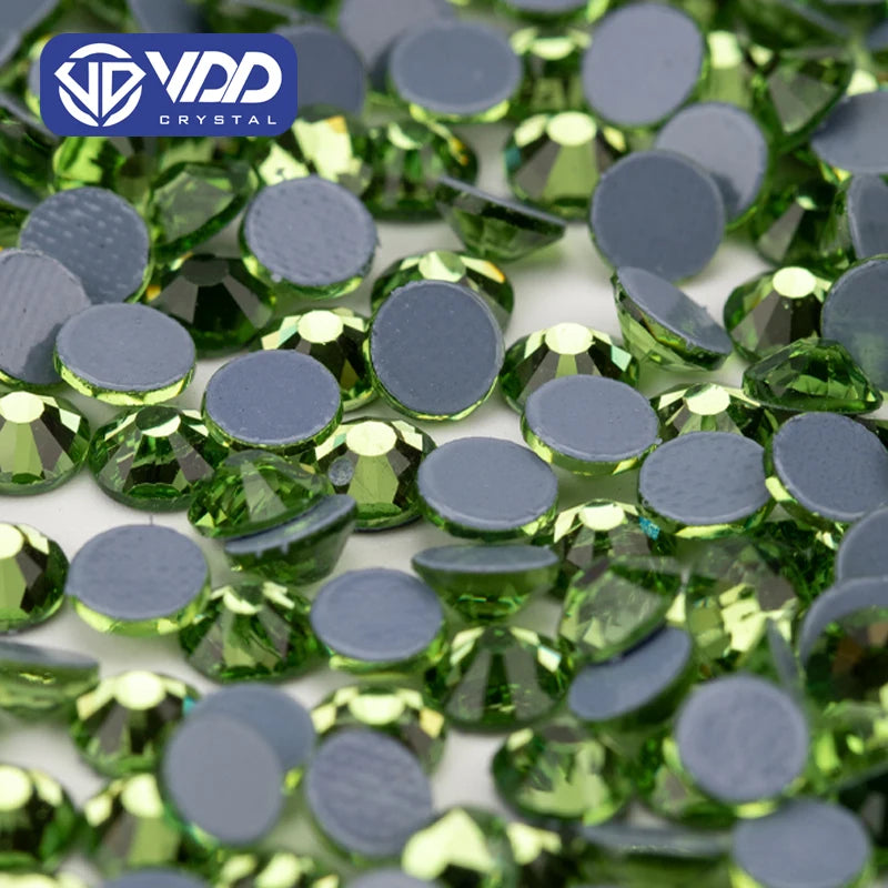 VDD 019 Peridot High Quality Hot-Fix Glass Rhinestone Crystal Flatback Strass Stones for DIY Garment Decoration Wedding Dress