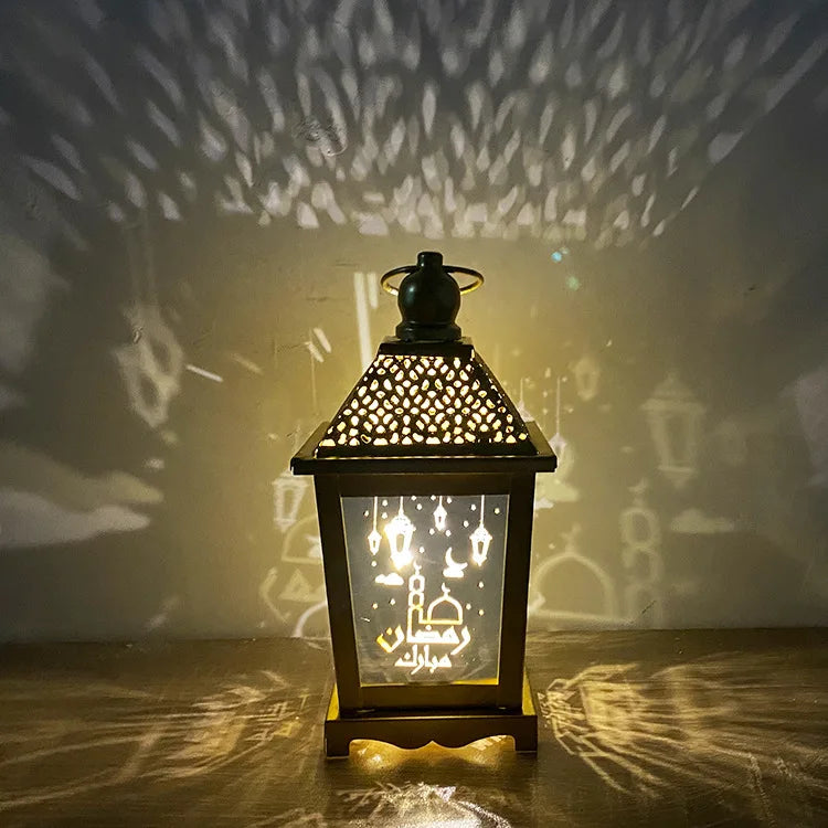 Ramadan EID Iron Wind Lantern Greeting Islamic Festival Supplies Celebration Eid Mubarak Table Lamp
