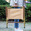 JIFENG Foldable Camping Chair with Brass Metal & Canvas Black Walnut Wood Durable for Indoor/Outdoor Use & Park