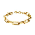 18K Gold Plated Chunky Chain Bracelet for Women Stainless Steel Stacking Link Bracelets Paper Clip Design Jewelry