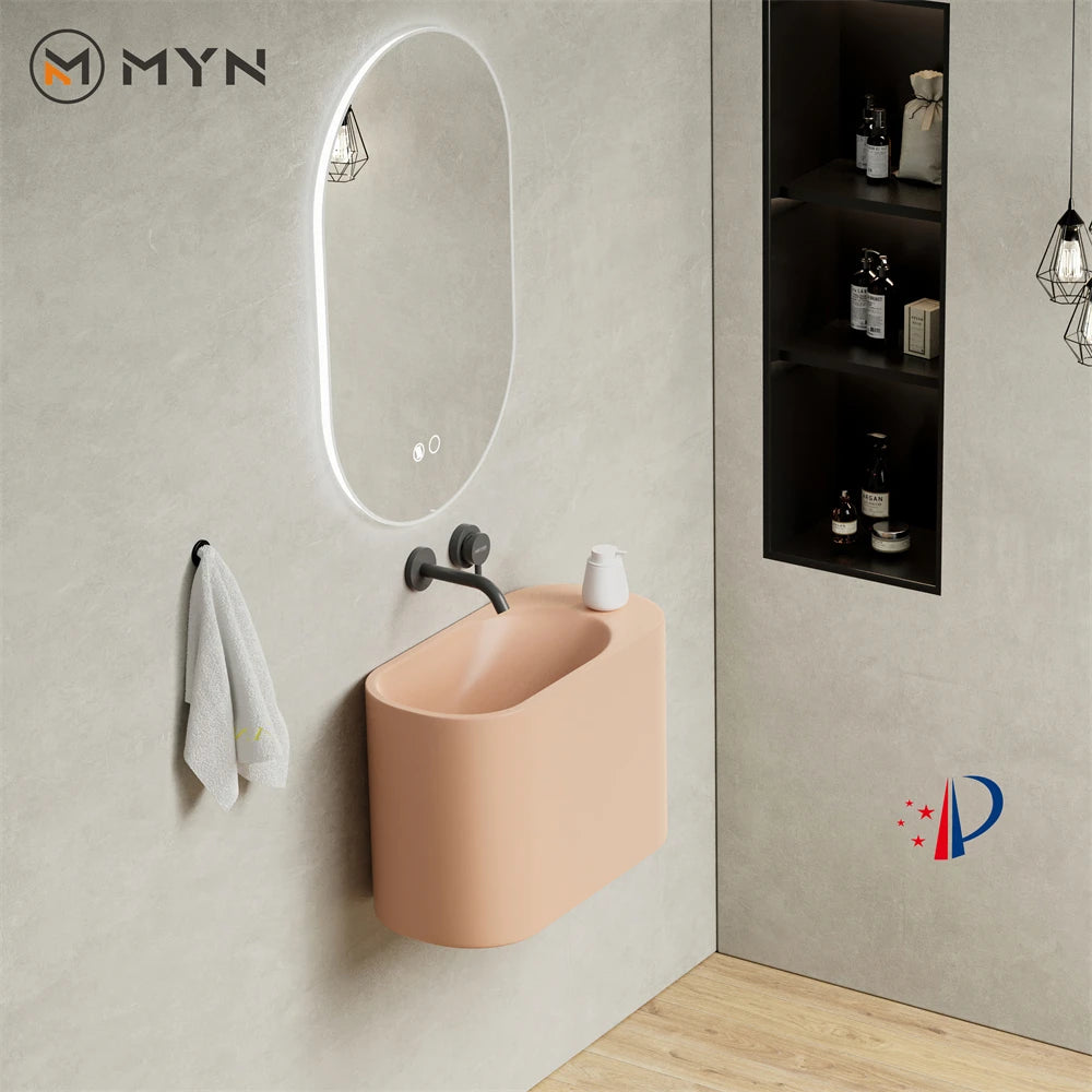 Top 10 Brands Matte Color Patented Wall Mounted Artificial Stone Wash Basin