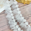 New 3D Flower Paired With Mesh Pearl Wedding Dress Decoration Exquisite Headwear DIY Lace Material