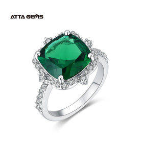 New Design Fine Beautiful Luxury Emerald Jewelry Rings 925 Sterling Silver Claw Setting Emerald Cut Rings