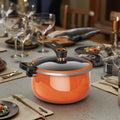 Modern 24cm Gas & Induction Compatible Cast Iron Enamel Soup Pot Set Classic Cover Lid & Contemporary Design with Metal Material