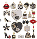 Mini Enamel Charms for DIY Bracelet Jewelry Making Gold Plated Perfume Bag Charms Cute Style