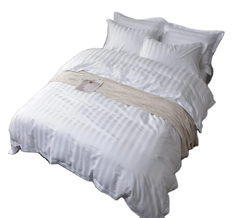 200TC-700TC 100% Organic Cotton White Duvet Cover Bed Sheet and Pillowcase Customized Design for Hotel Home MegaBDM