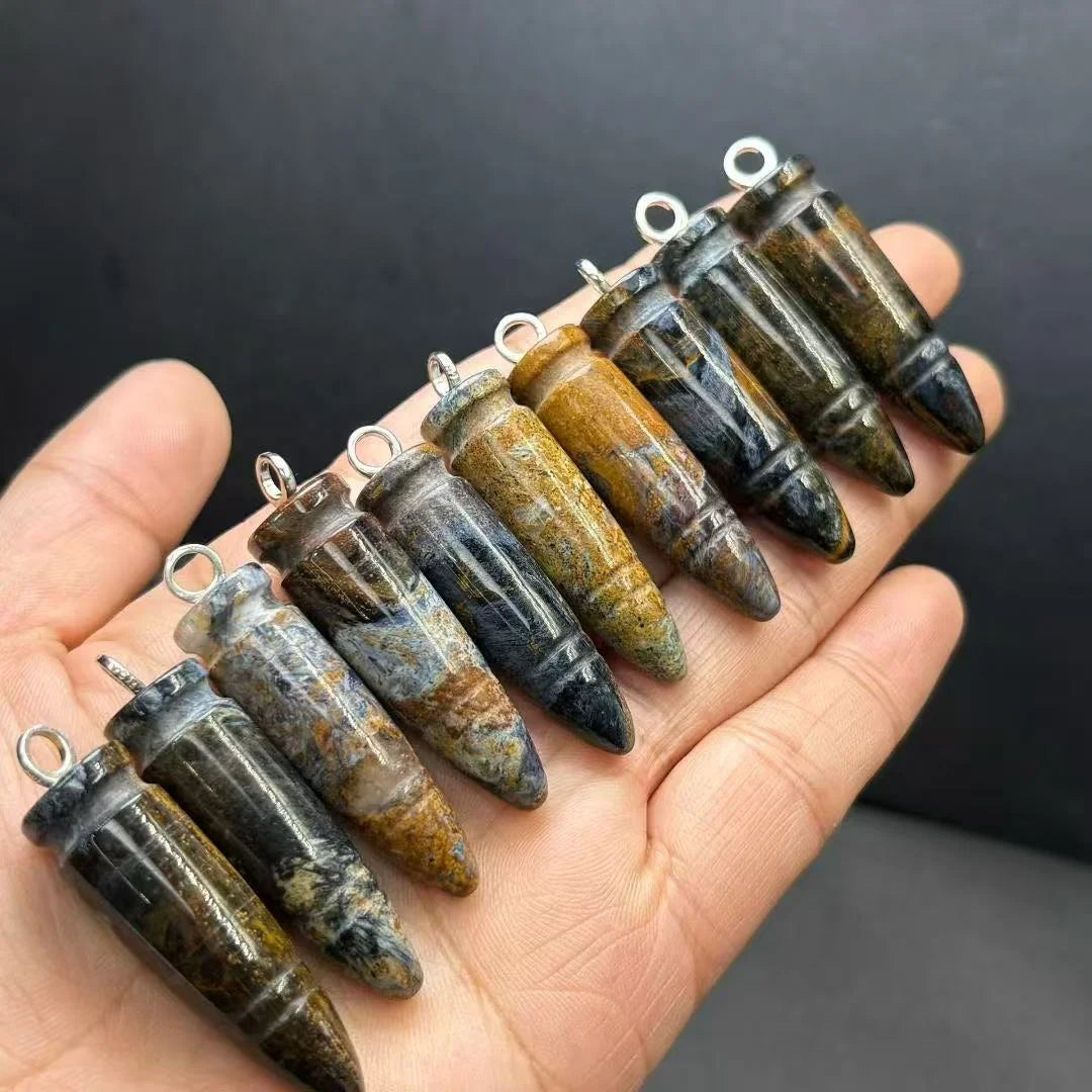 Designer Charm Pendant Sterling Silver 925  Pietersite Bullet Pendant for Reki Healing