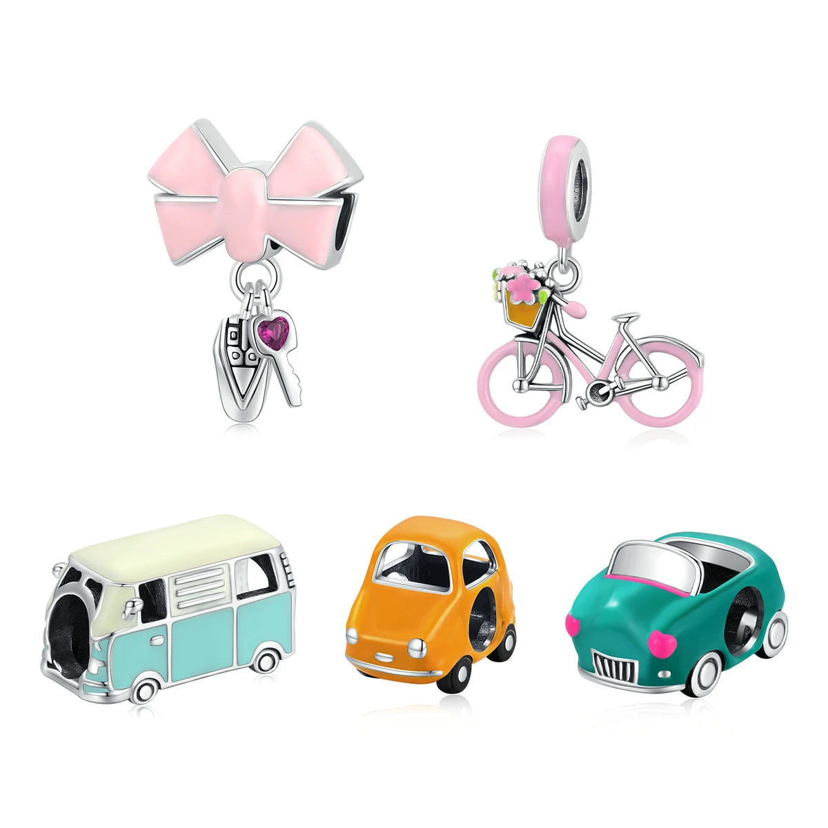 Factory Wholesale 925 Sterling Silver Car Bus Bike Pendant Charm Beads Fit Bracelet & Bangle Woman Jewelry Making Gift