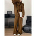 Autumn Winter Loose Soft Knit Set Casual Solid Color Knit Pullover Knit Pants Scarf Set Knitted Three-Pieces Set for Women