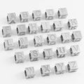 Custom Stainless Steel Square 5mm Big Hole Beads A-Z 26 Alphabet Letters in Gold Silver 7*7mm Jewelry Findings Accessories