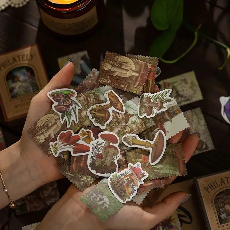 60pcs/box Box Stickers Seongnam Postman Series Vintage Botanical & Floral DIY Decorative Stickers MegaBDM