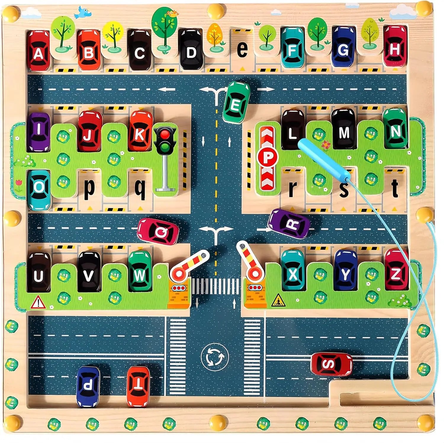 Custom Montessori Children Wooden Color and Number Maze Activity Board Game Educational Parking Learning Gift Toys for Kids
