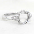 Sterling Silver 8*10mm Semi Mount Ring Empty Frame Blank Support Claws Setting S925 Base Hole Without Center Stone for DIY Inlay