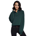 Women's Green Zip-Up Jacket for Yoga Breathable Workout Clothes with Long Sleeves and Stand Neck Back Pockets Set Style