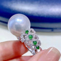R764 11-12mm Natural Freshwater Pearl Ring Accessory 925 Sterling Silver Adjustable Size Engagement Jewelry Ring for Women