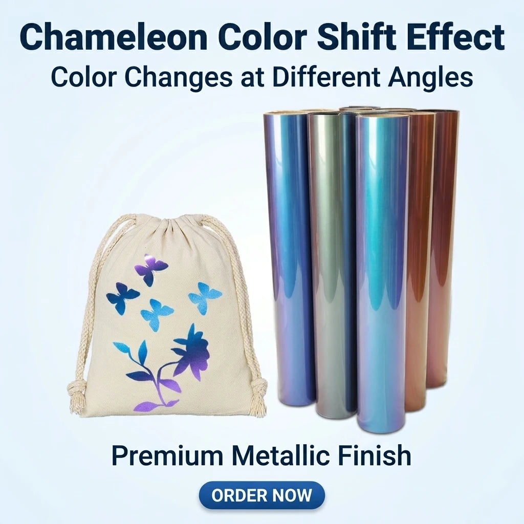 Chameleon Heat Transfer Vinyl PU HTV Roll Color Shift Iron on Vinyl for T Shirt Clothing and Apparel Decoration