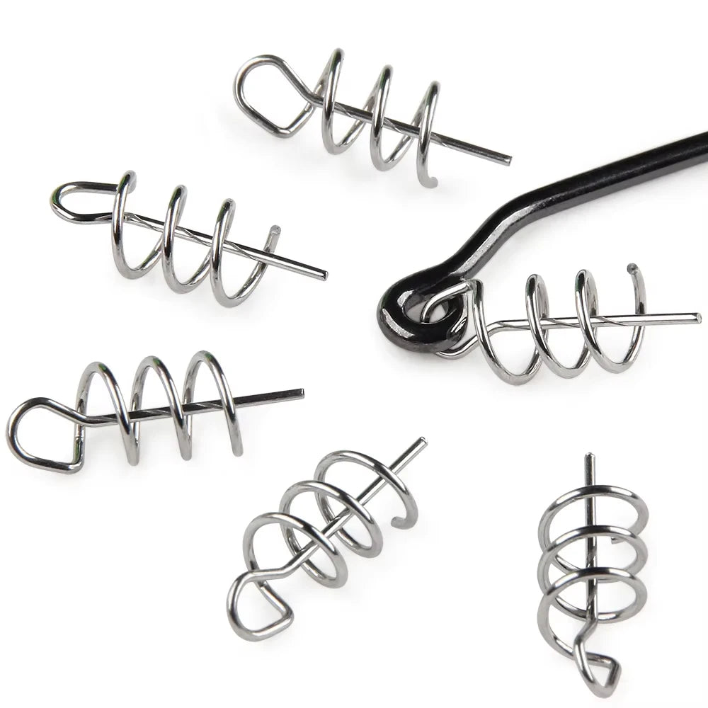 Spinpoler Fishing Crank Hook Centering Pin Spring Stainless Steel Twist Lock 18mm Baits Lure Rig Fixed Latch Needle Crok Screw