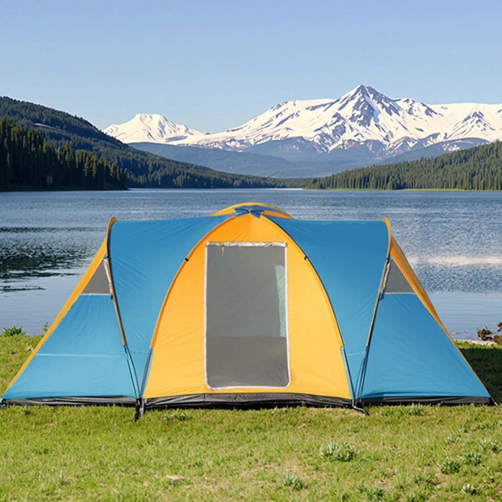 New Family Camping Tent Automatic Six to Nine Person Outdoor Tent with Three Rooms and One Hall for Picnics and Gatherings