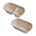 SenAng 850ml 2cells Biodegradable Pulp Food Container with Lids Disposable Bulk Leakproof Microwave Safe for Hot/Cold Use Sushi